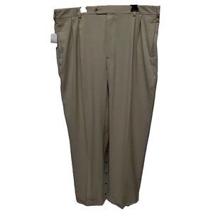 Jos A Bank Mens Beige Straight Leg Cuffed Pleated Front Dress Pants Sz  44 x 30